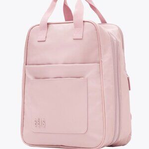 The Expandable Backpack  in Atlas Pink. BEIS